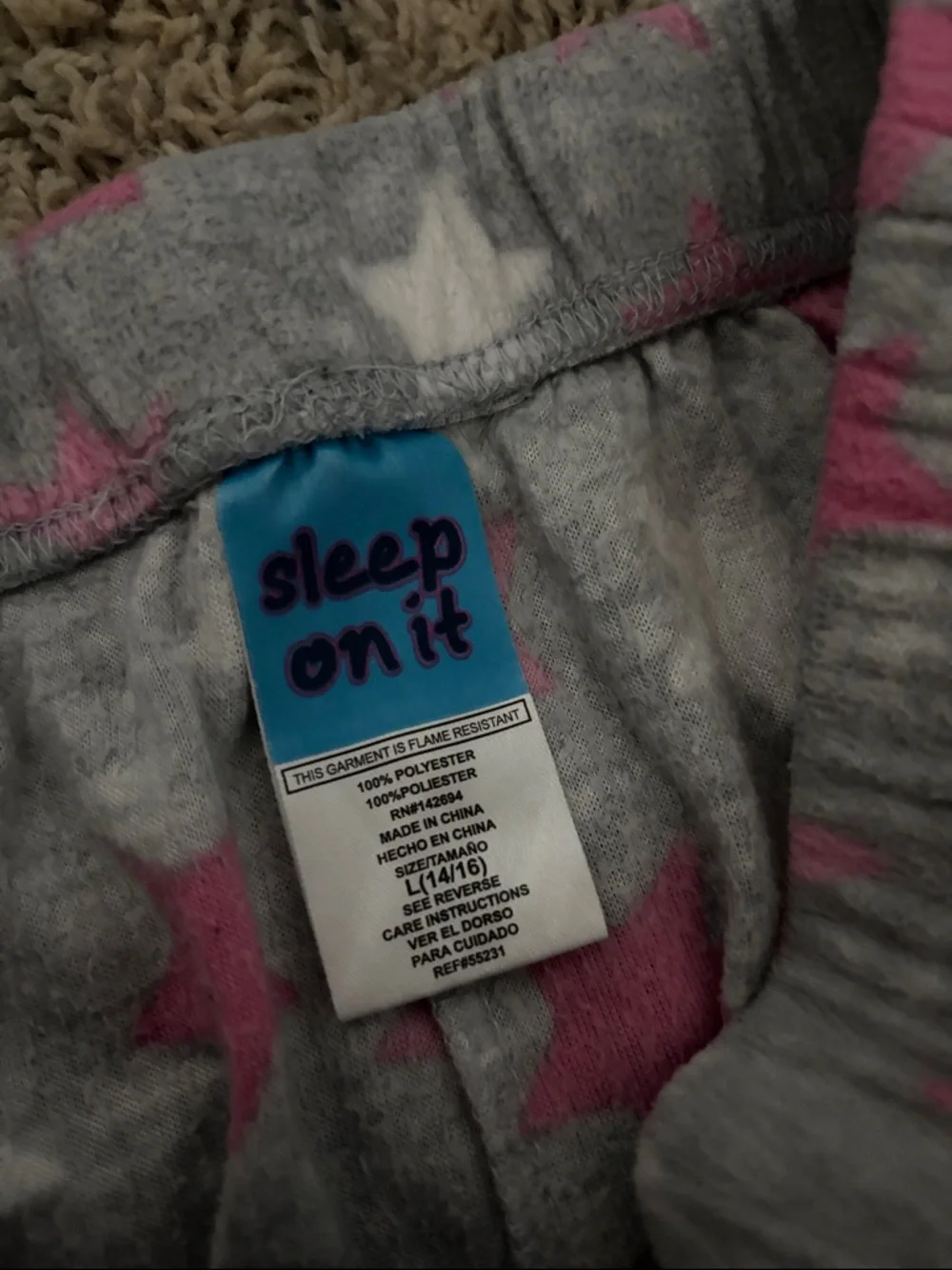 Sleep On It Grey, Pink & White Star Fleece Pajama Set